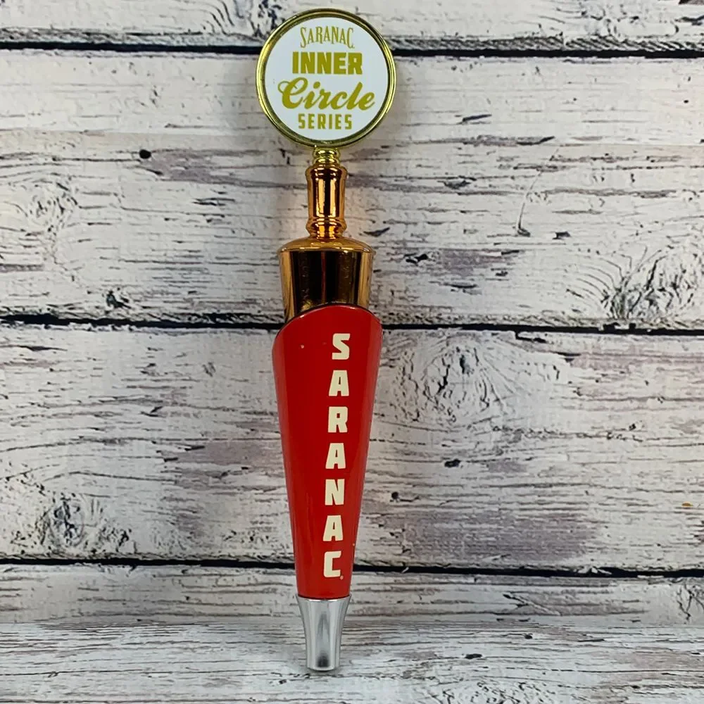 Saranac‎ Inner Circle Series Beer Tap Handle Gold Red Bar Pub Draft Beer